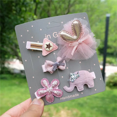 Kids' Cartoon Hair Clips, 5-Piece Princess Hairpin Set