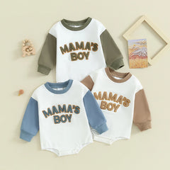 Baby Boys' Letter Sweatshirt Romper, Long-Sleeve Fall