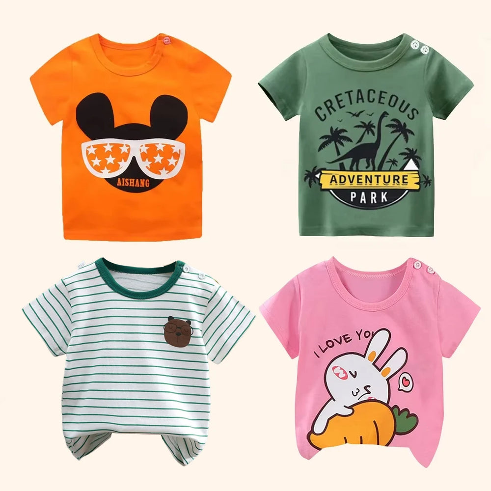 Kids cartoon cotton T-shirt for boys and girls breathable summer top USA
