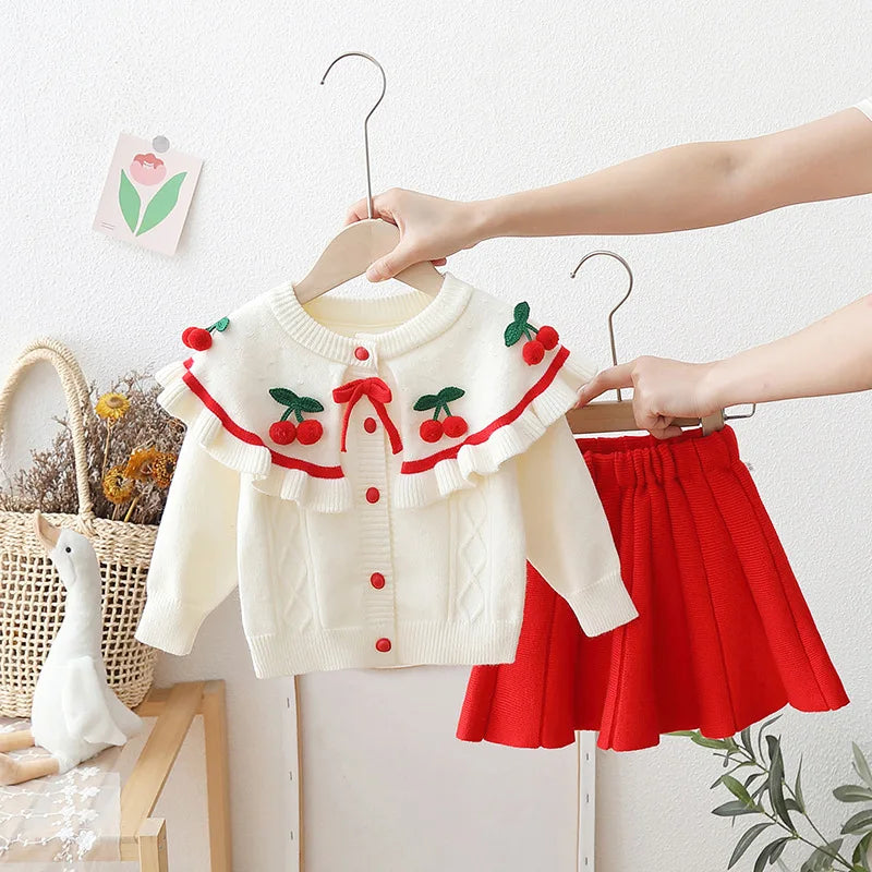 Flutter Sleeve Knitted Sweater Set
