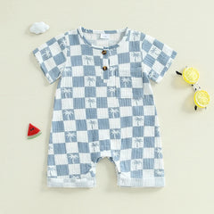Checkered Tree Print Playsuit