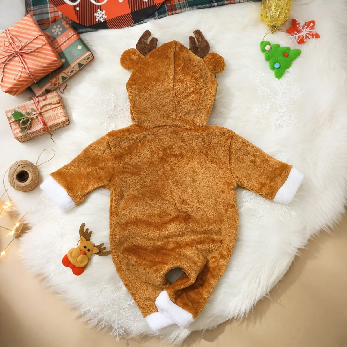Embroidered Antlers Christmas Jumpsuit