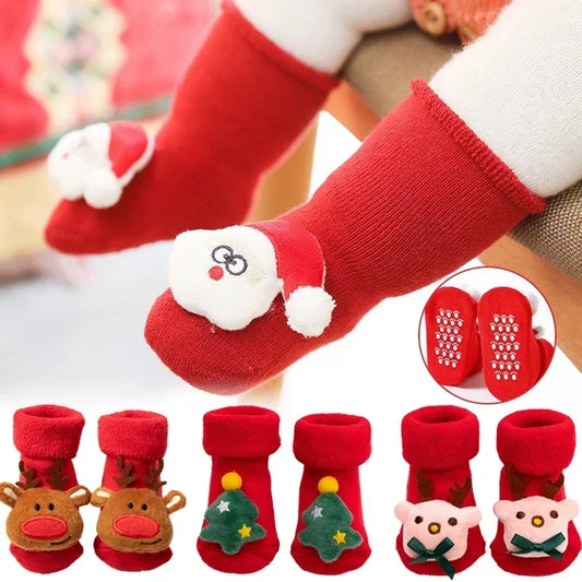 Christmas baby socks with Santa, reindeer and tree design options