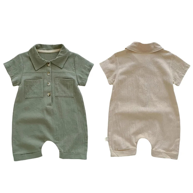 Lapel Button Up Romper