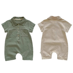 Lapel Button Up Romper