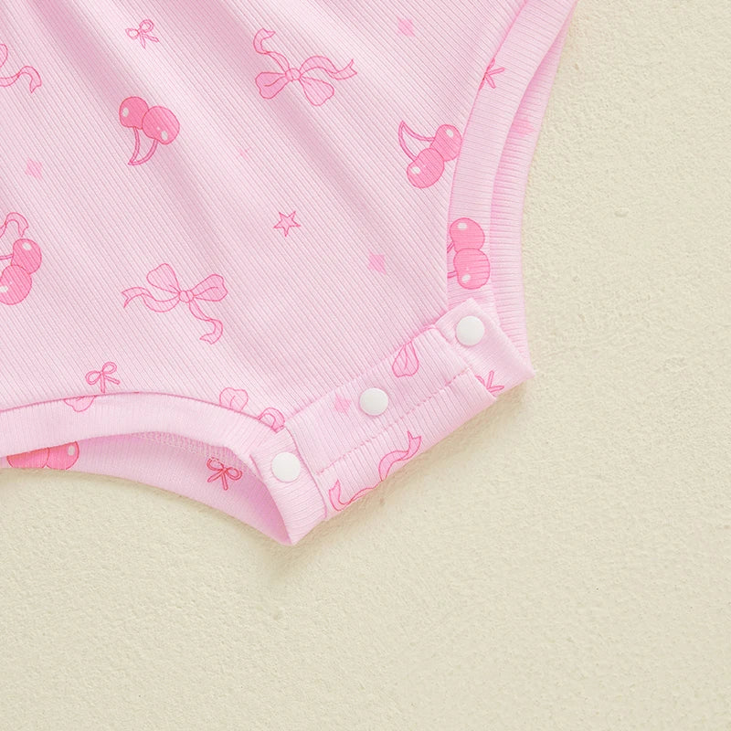 Baby Girls' Ribbed Strawberry Bodysuit with Bow Headband