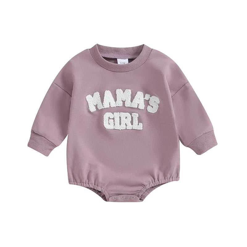 Baby Girls' Fuzzy Letter Romper, Embroidered Jumpsuit
