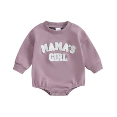 Baby Girls' Fuzzy Letter Romper, Embroidered Jumpsuit