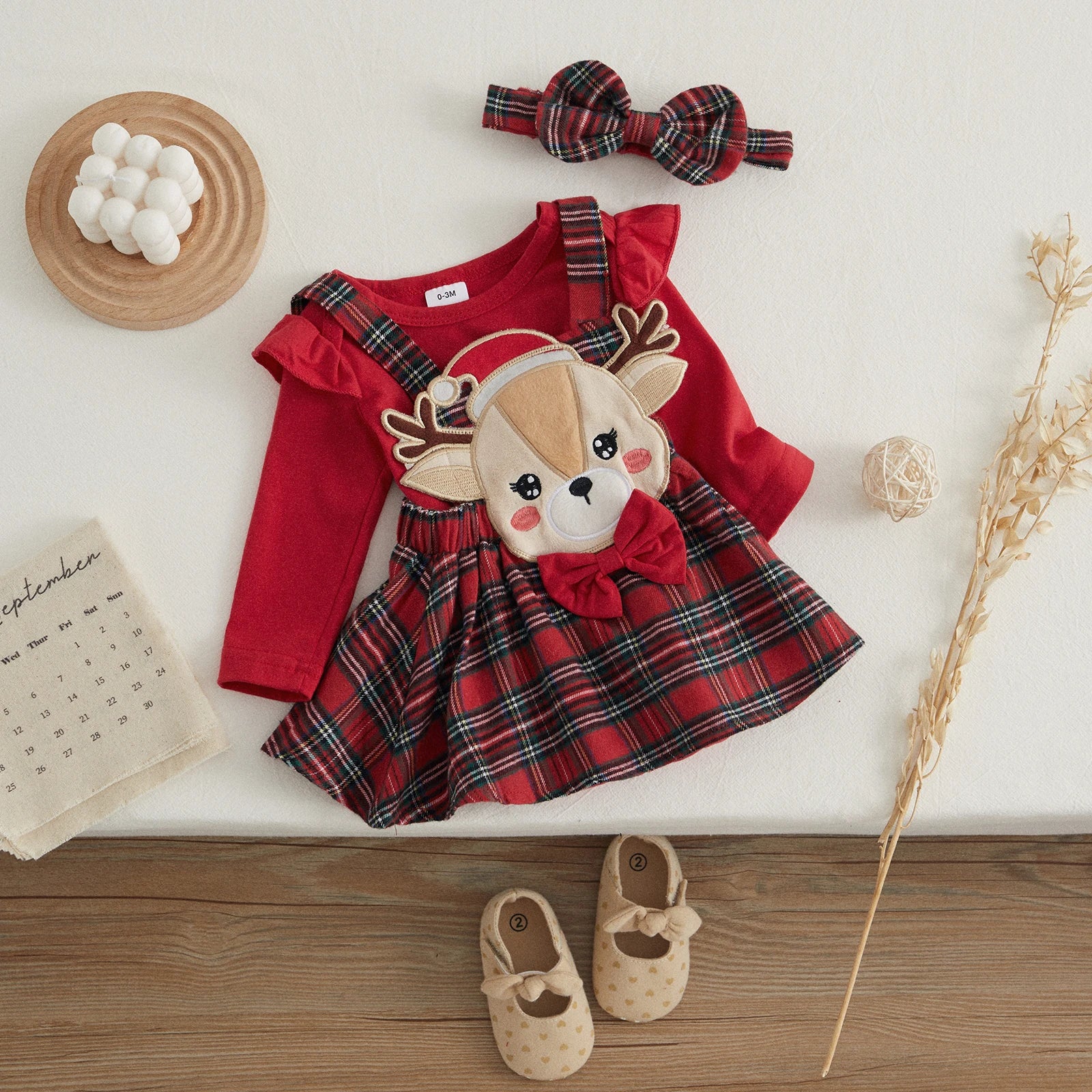 Ruffle Long Sleeve Christmas Romper