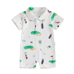 Baby Golf Romper, Half-Button Lapel Summer Jumpsuit