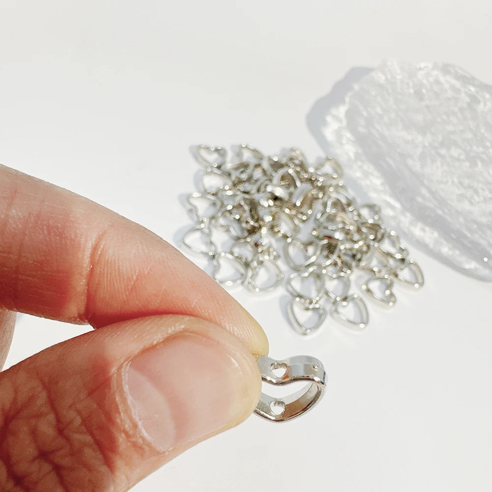 Silver Heart Spacer Beads for DIY Jewelry | PAMU8