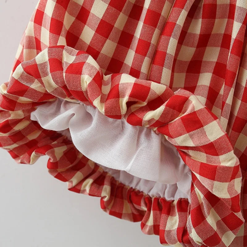 Cherry Plaid Baby Girl Suit