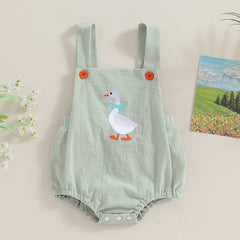 Baby Girl Duck-Print Sleeveless Romper Jumpsuit