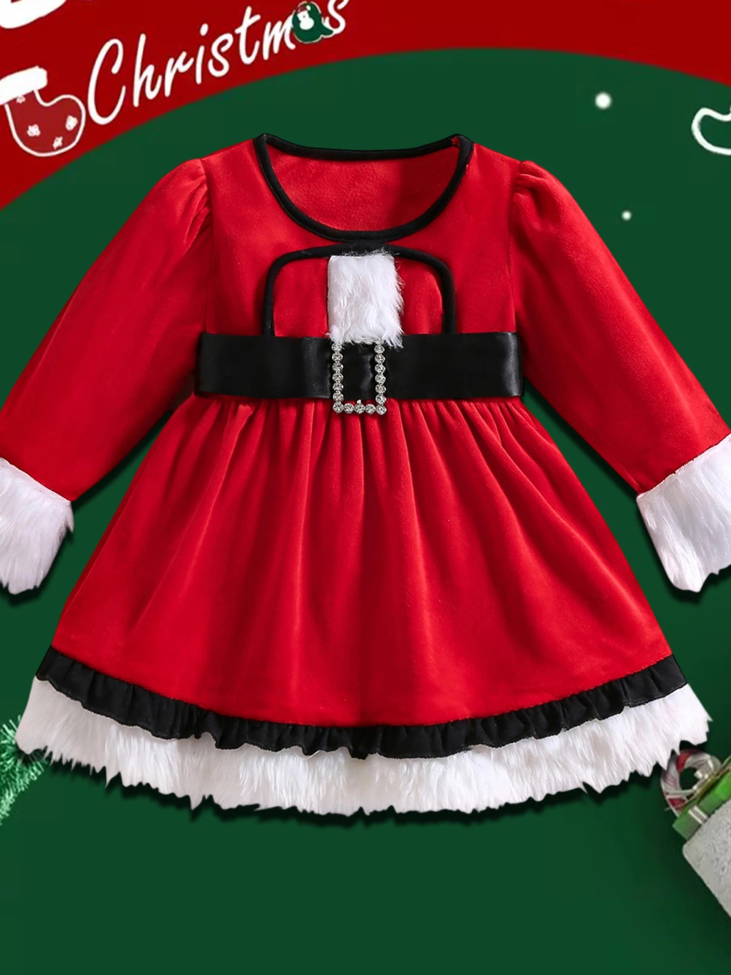 Velvet Christmas Girl Dress