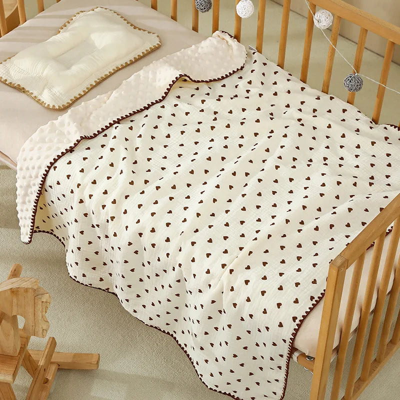 Newborn Bear Print Blanket for Crib, Stroller and Car Seat
