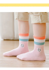 Girls' Rainbow Mid-Tube Socks, 5 Pairs, Ages 1-16