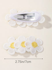Girls' Embroidered Flower Hair Clips, 2-Piece Set